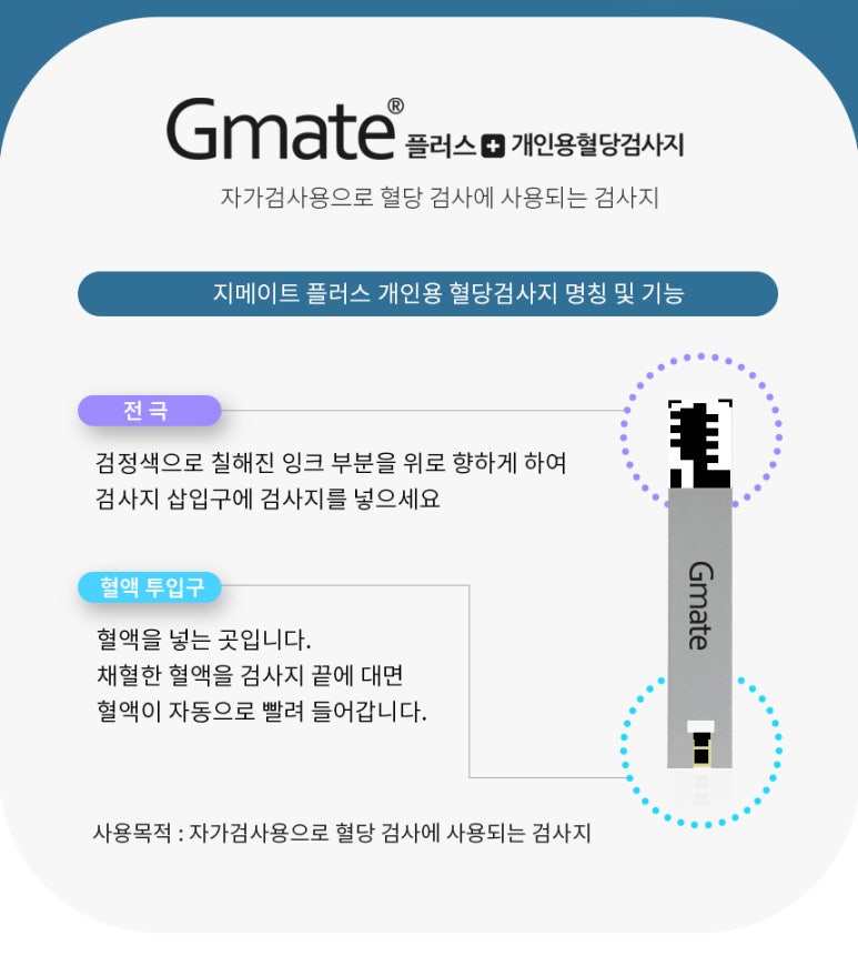 혈당시험지 특징을 설명하는 인포그래픽 디자인
